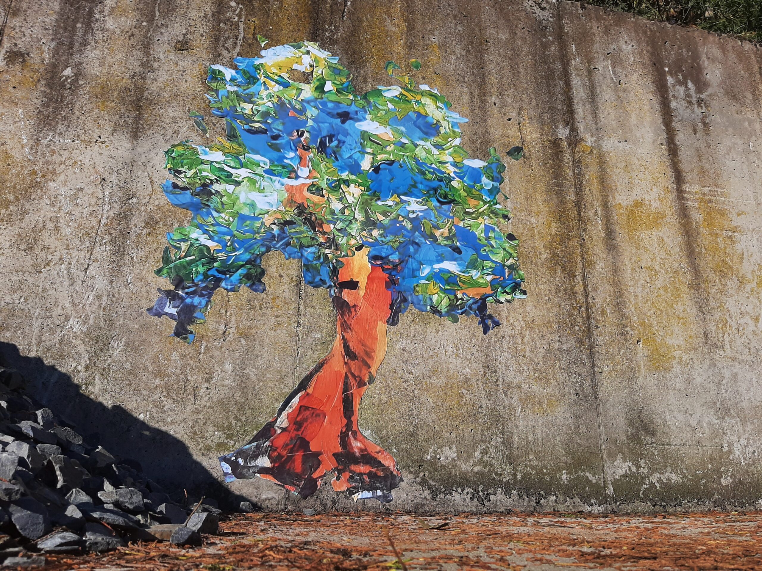 Collage et fresque street art ferme élevage porc Ille et Vilaine Bretagne