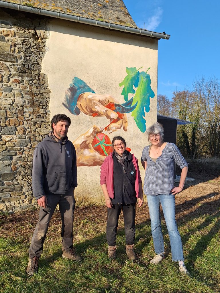Fresque murale ferme maraicher geste