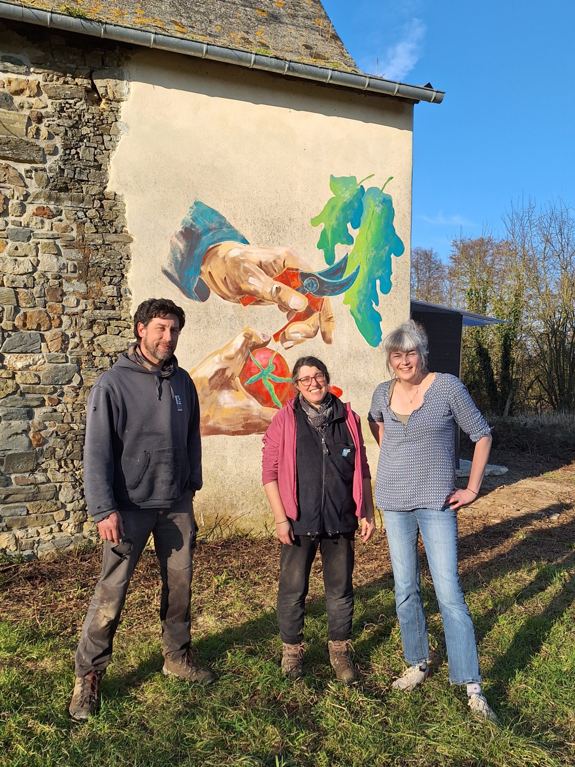 Fresque murale ferme maraicher geste